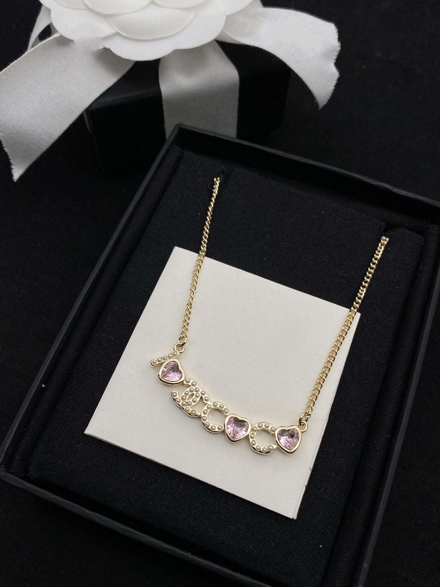 I LOVE COCO PINK NECKLACE GOLD DIAMOND