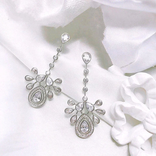 JOSEPHINE DROP SILVER DIAMOND EARRINGS