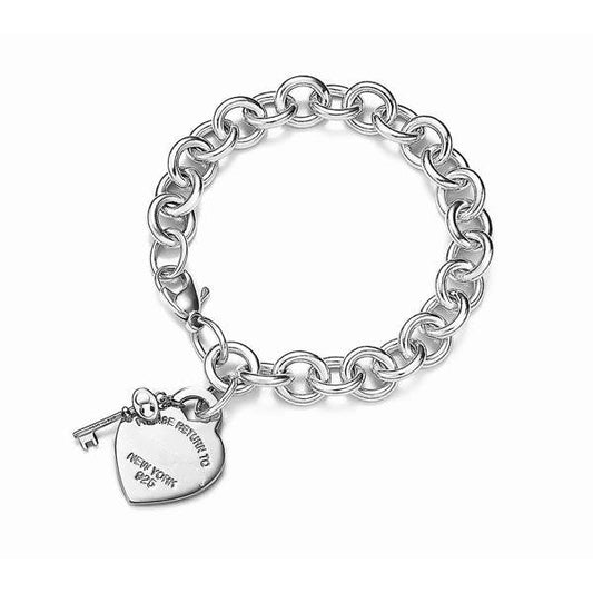 KEY HEART CARD CHUNKY INTERLOCKING BRACELET LENGTH