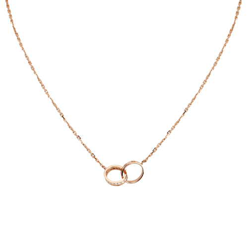 LOVE NECKLACE ROSE GOLD AND SILVER DIAMOND