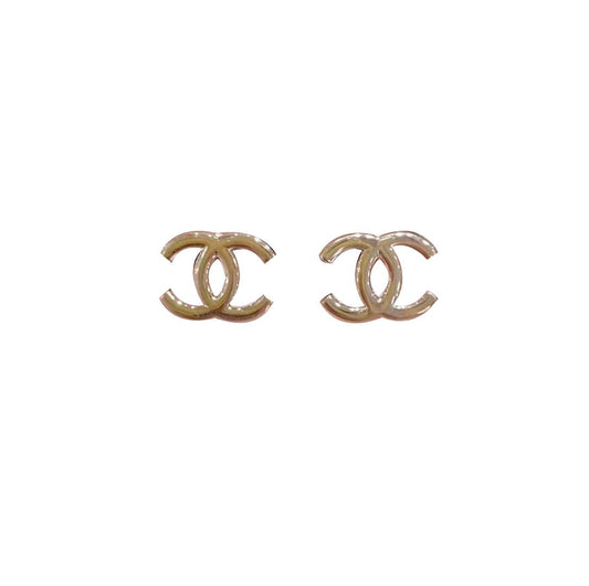 CC LOGO EARRINGS SMALL PINK GOLD