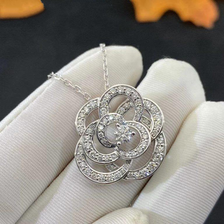 FIL DE CAMELIA NECKLACE SILVER DIAMOND