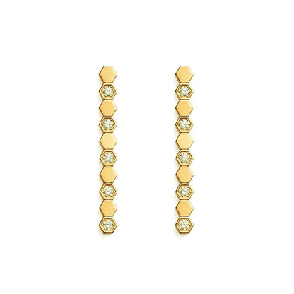 BEE LOVE GOLD DIAMOND LONG EARRINGS