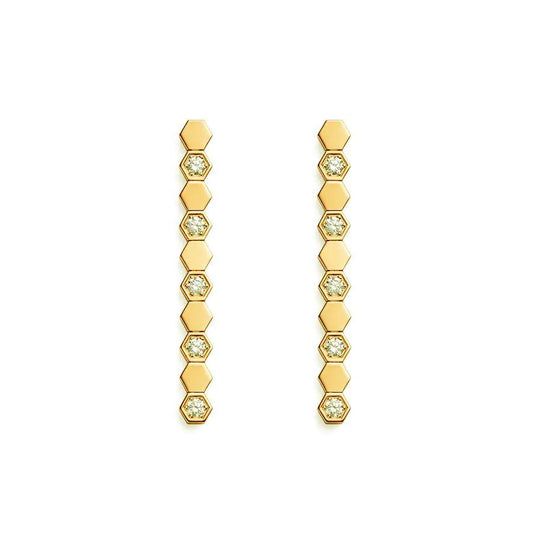 BEE LOVE GOLD DIAMOND LONG EARRINGS