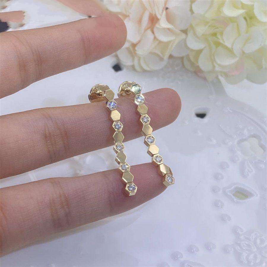 BEE LOVE GOLD DIAMOND LONG EARRINGS