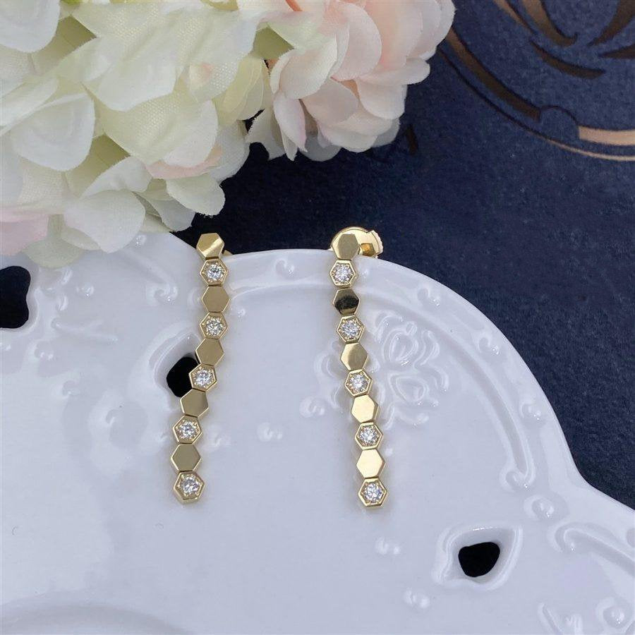 BEE LOVE GOLD DIAMOND LONG EARRINGS