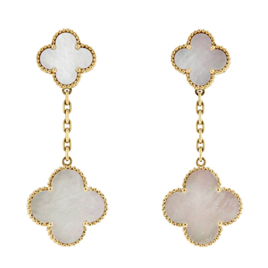 CLOVER 2 MOTIFS GOLD EARRINGS