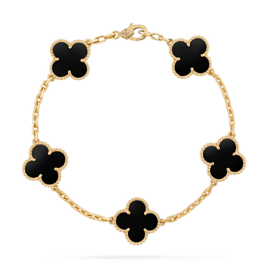 CLOVER BLACK MOP PINK GOLD BRACELET 5 MOTIFS