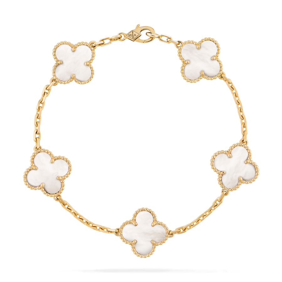 CLOVER BRACELET 5 MOTIFS WHITE MOP