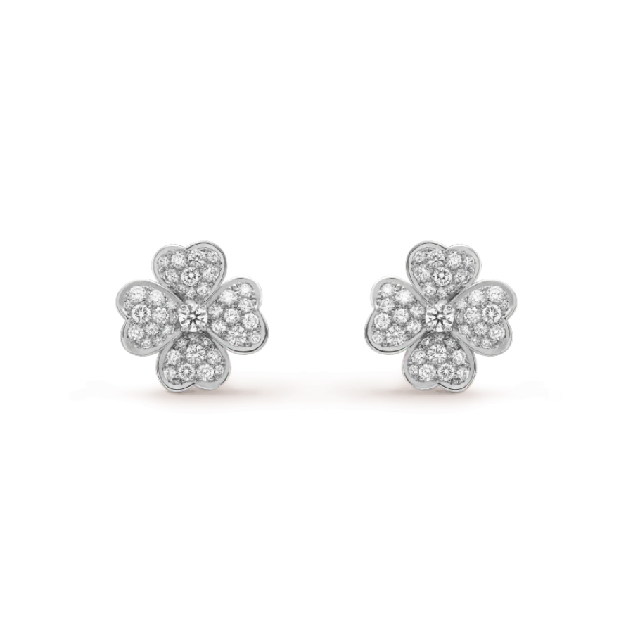 CLOVER EARRINGS SILVER DIAMOND