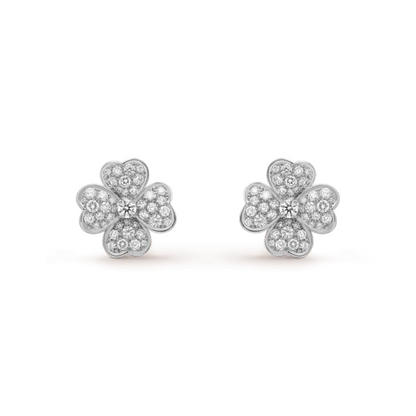 CLOVER EARRINGS SILVER DIAMOND