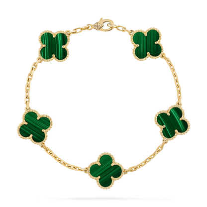 CLOVER MALACHITE BRACELET 5 MOTIFS