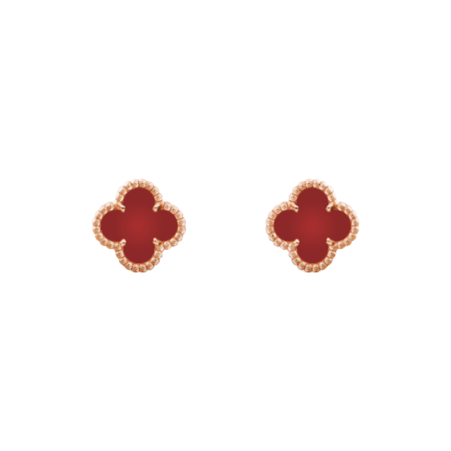 CLOVER MEDIUM GOLD CARNELIAN STUD EARRINGS