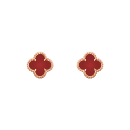 CLOVER MEDIUM GOLD CARNELIAN STUD EARRINGS