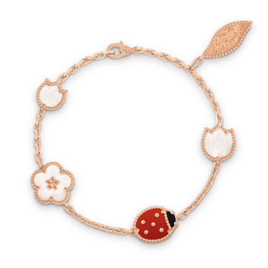 LUCKY SPRING PINK GOLD BRACELET 5 MOTIFS