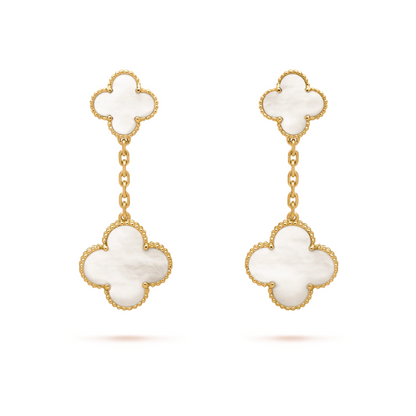 CLOVER WHITE MOP EARRINGS 2 MOTIFS