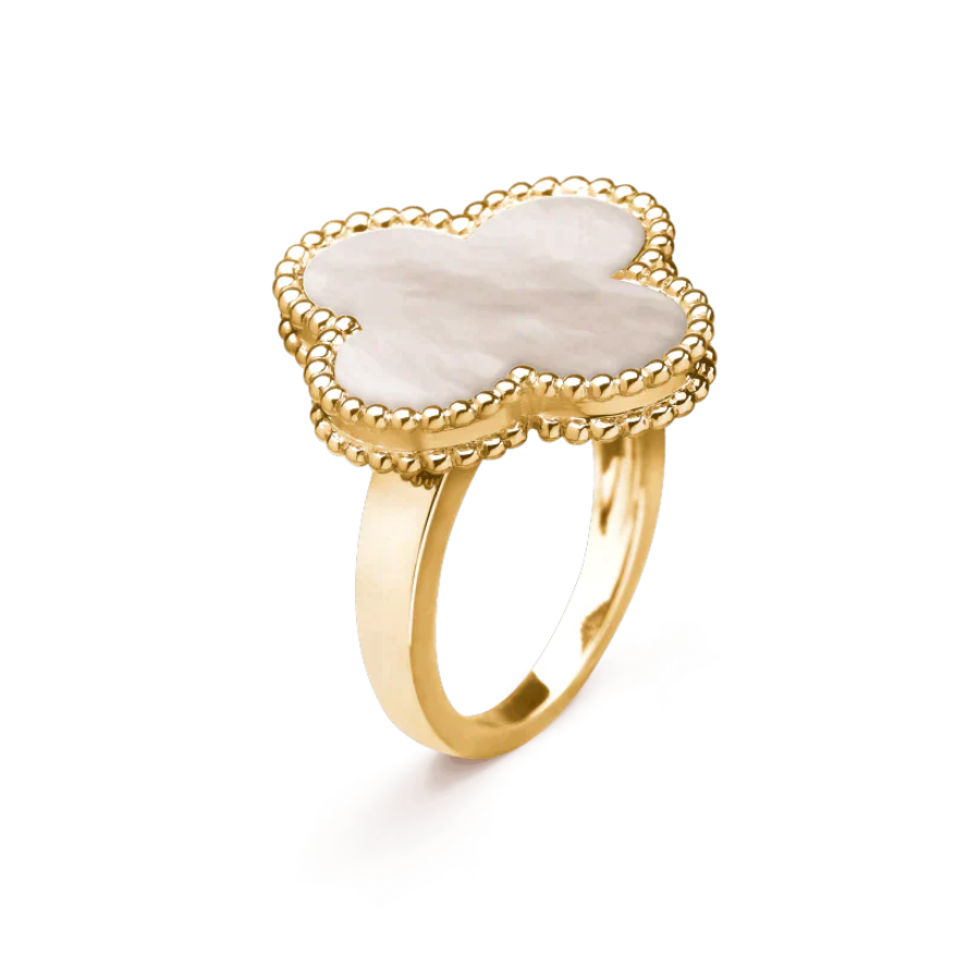 CLOVER WHITE MOP RING