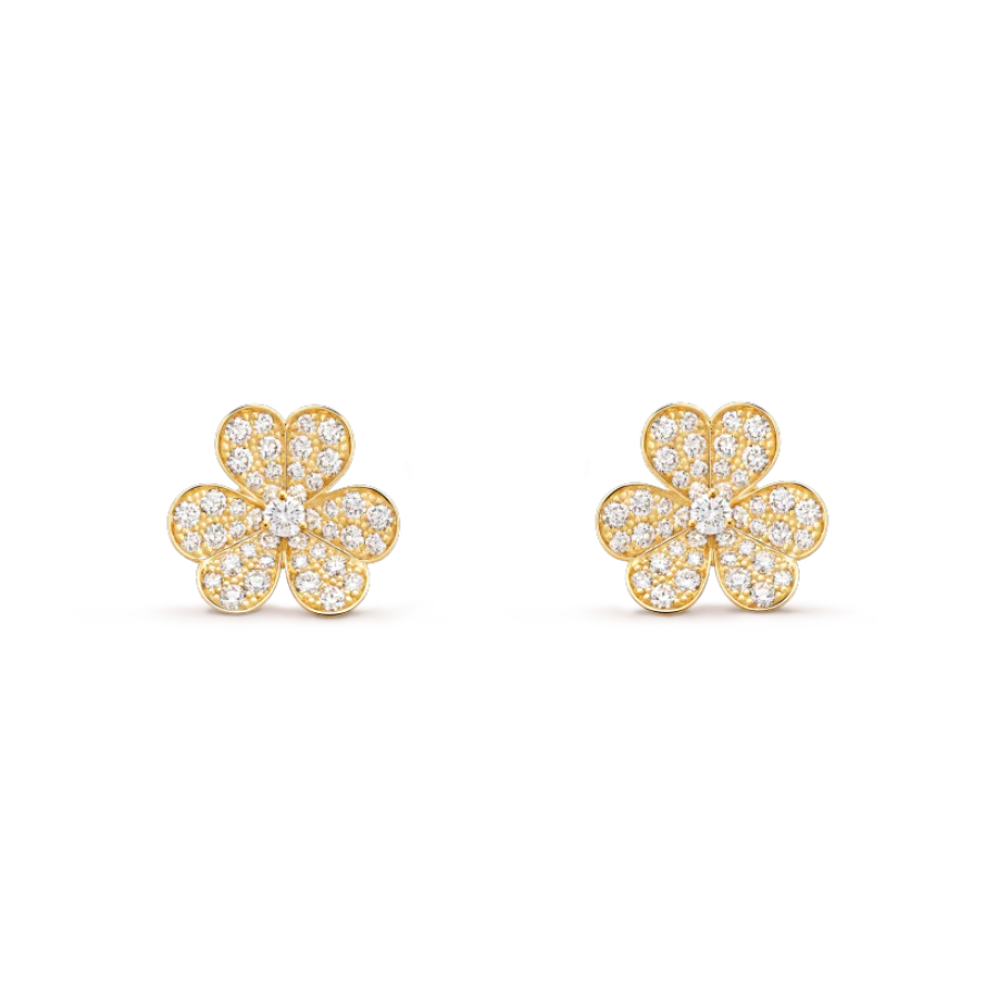 FRIVOLE GOLD FLOWER DIAMOND EARRINGS