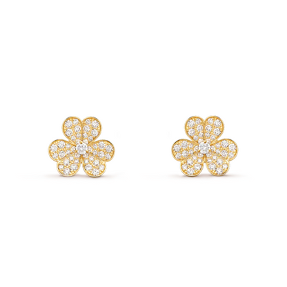 FRIVOLE GOLD FLOWER DIAMOND EARRINGS