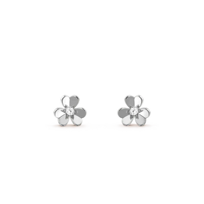 FRIVOLE MINI SILVER FLOWER EARRINGS