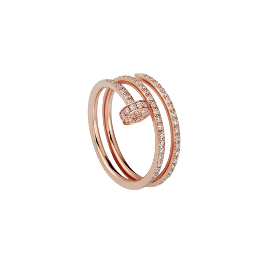 JUSTE RING 1.8MM PINK GOLD DOUBLE ROW DIAMONDS