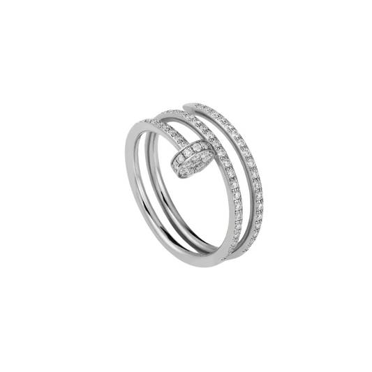 JUSTE RING 1.8MM SILVER DOUBLE ROW DIAMONDS