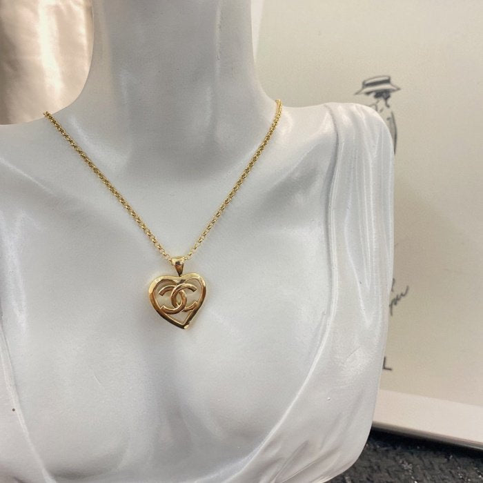 DOUBLE C HEART GOLD NECKLACE