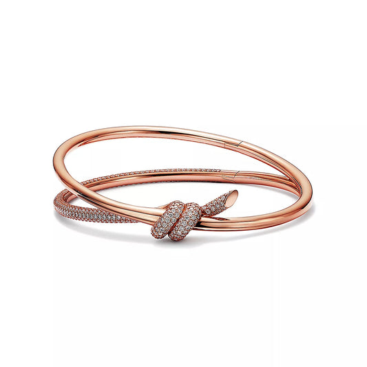 KNOT DOUBLE ROW PINK GOLD DIAMOND BRACELET