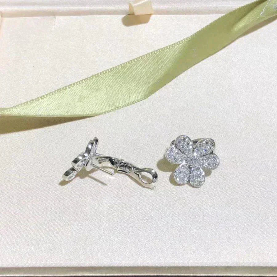 FRIVOLE SILVER FLOWER DIAMOND EARRINGS