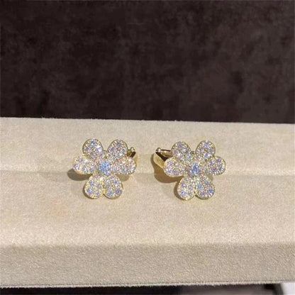 FRIVOLE GOLD FLOWER DIAMOND EARRINGS