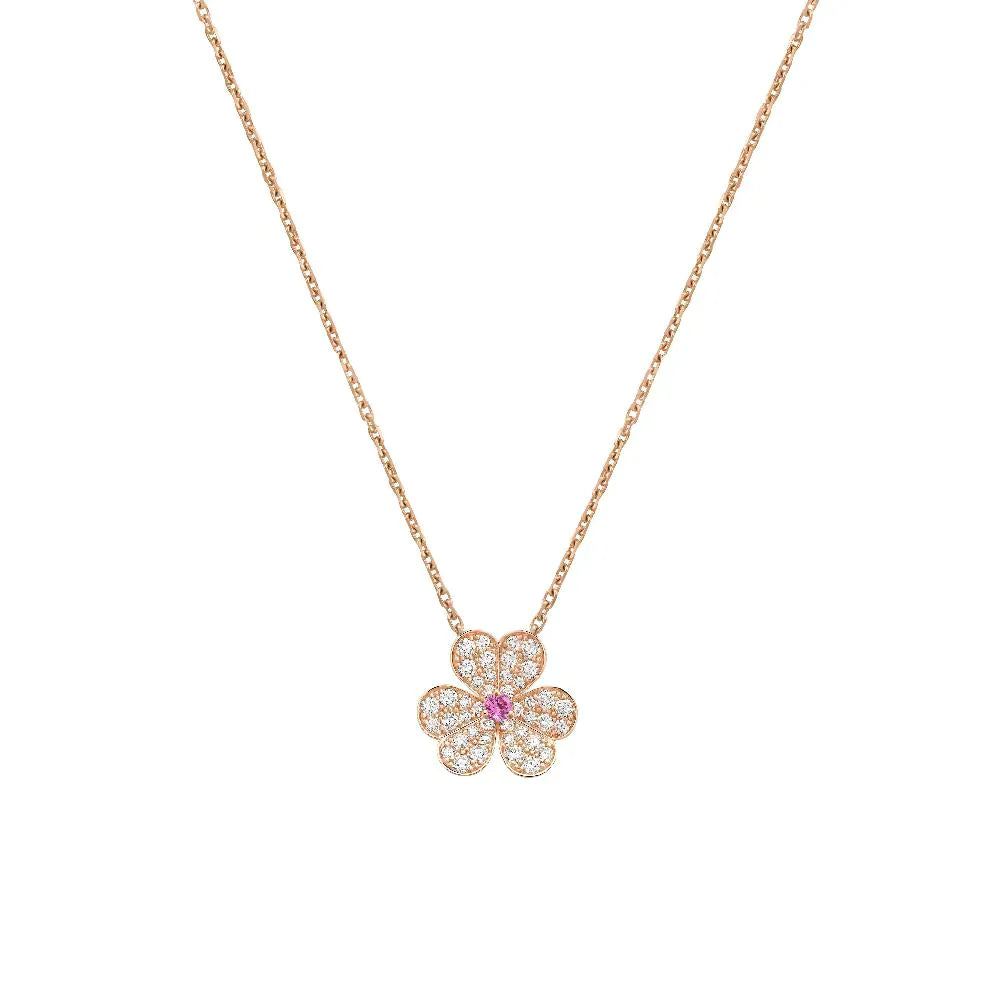 FRIVOLE PINK GOLD FLOWER DIAMOND NECKLACE