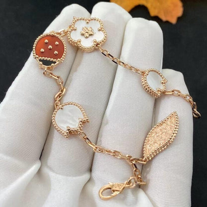 LUCKY SPRING PINK GOLD BRACELET 5 MOTIFS