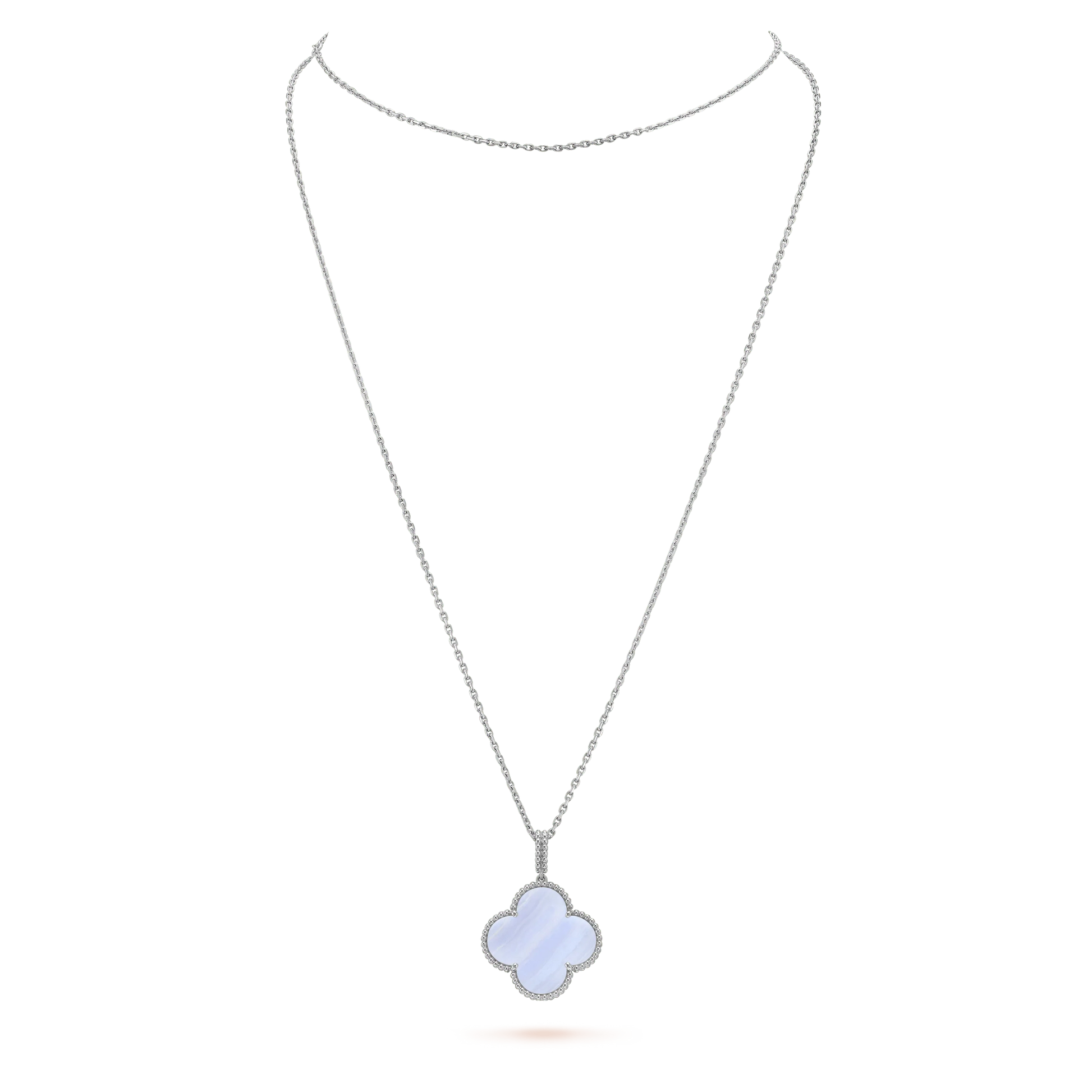 CLOVER SILVER CHALCEDONY BIG CLOVER NECKLACE