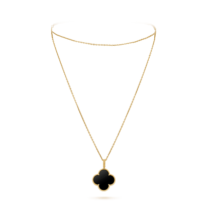 CLOVER SILVER ONYX BIG CLOVER NECKLACE