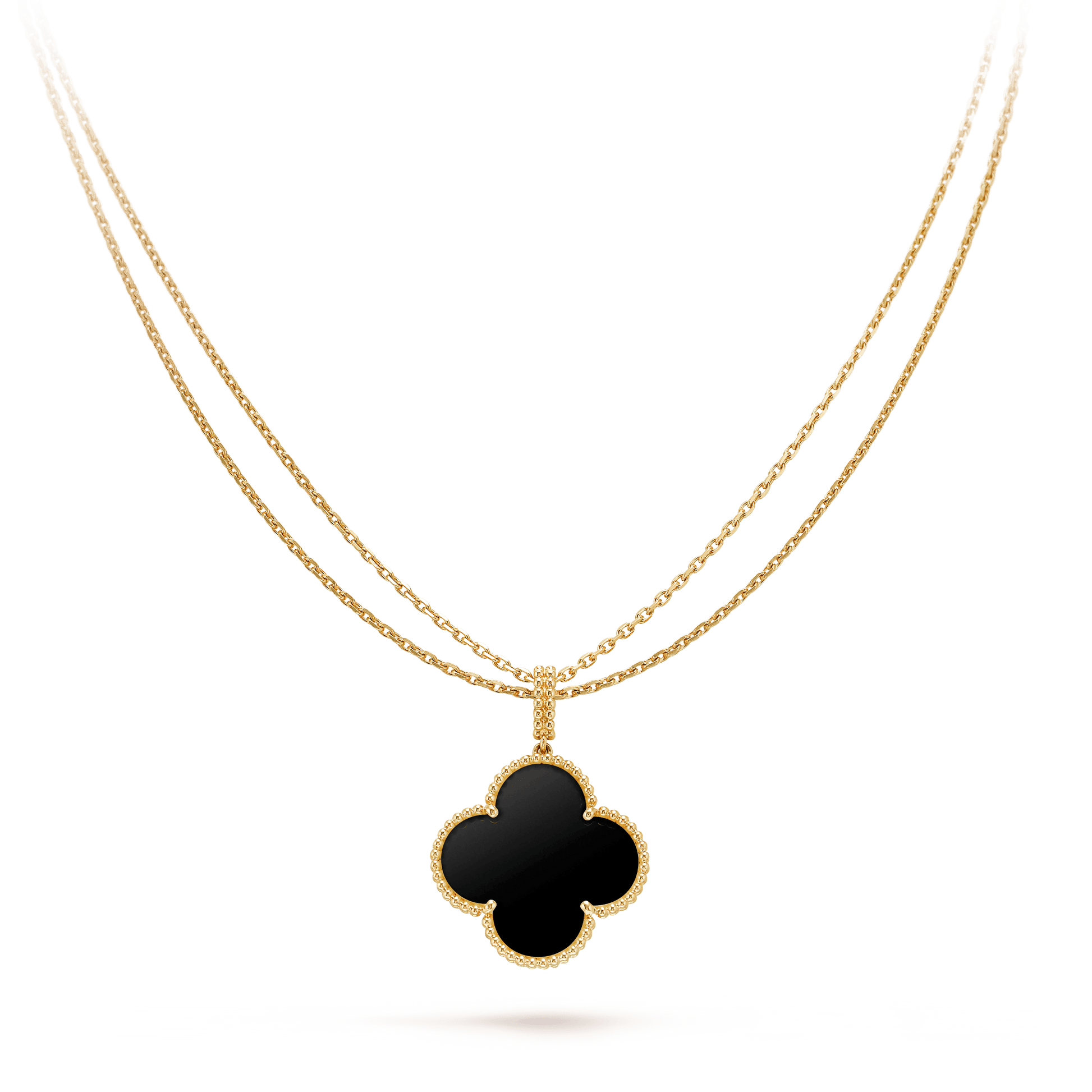 CLOVER SILVER ONYX BIG CLOVER NECKLACE