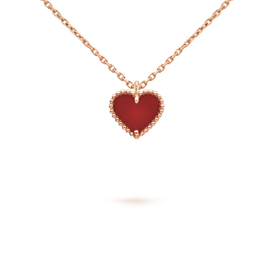 SWEET CLOVER CARNELIAN HEART NECKLACE