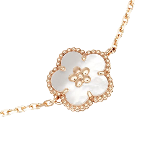 LUCKY SPRING WHITE BLOSSOM PINK GOLD BRACELET