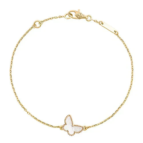 BUTTERFLY WHITE MOP GOLD BRACELET