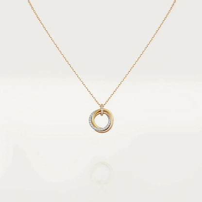 TRINITY NECKLACE SILVER GOLD PINK GOLD DIAMONDS