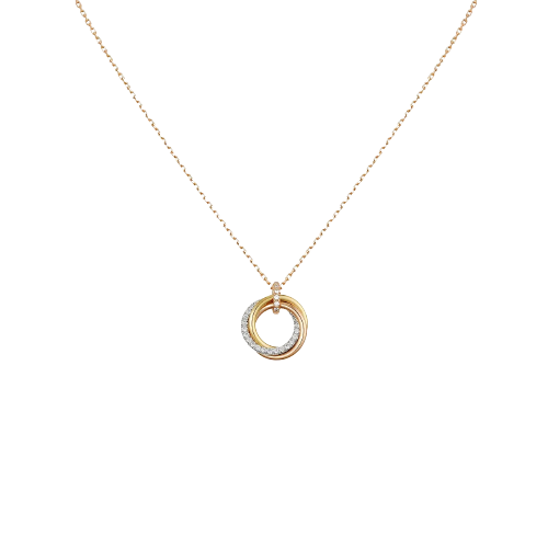 TRINITY NECKLACE SILVER GOLD PINK GOLD DIAMONDS