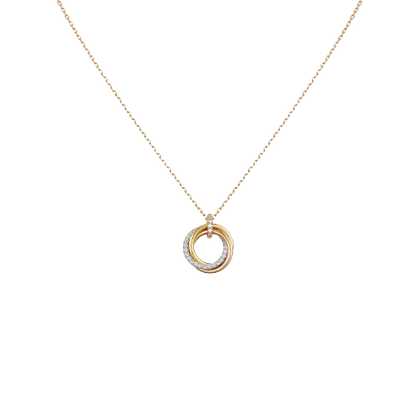 TRINITY NECKLACE SILVER GOLD PINK GOLD DIAMONDS